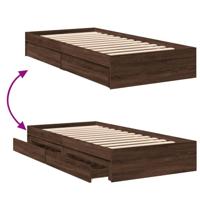 Bedframe met lades bewerkt hout bruin eikenkleurig 75x190 cm - thumbnail