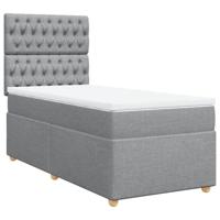 Boxspring met matras stof lichtgrijs 80x200 cm - thumbnail