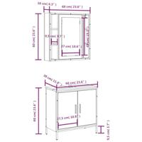 2-delige Badkamermeubelset bewerkt hout zwart - thumbnail