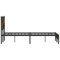 Bedframe met hoofdbord metaal gerookt eikenkleurig 140x190 cm - thumbnail
