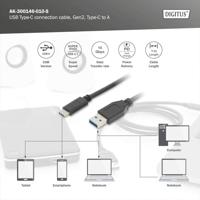 Digitus USB-kabel USB 3.2 Gen1 (USB 3.0 / USB 3.1 Gen1) USB-C stekker, USB-A stekker 1.00 m Zwart Afgeschermd (dubbel) AK-300146-010-S - thumbnail