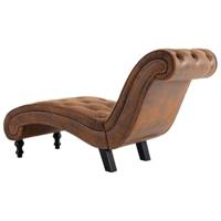 Chaise longue kunstsude bruin - thumbnail