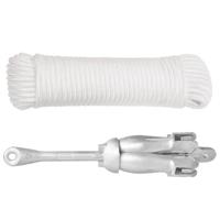 Anker met touw inklapbaar 6 kg smeedijzer zilverkleurig - thumbnail