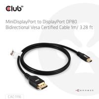 club3D CAC-1116 DisplayPort-kabel Mini-displayport Aansluitkabel DisplayPort-stekker, Mini DisplayPort-stekker 1 m Zwart - thumbnail