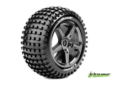 Louise T-ROCK Soft banden op black chrome velgen voor 1/8 Truggy - 0 offset