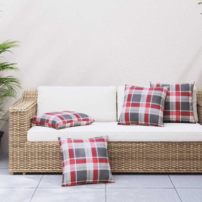 VidaXL Bankkussens 4 stuks rood geruit patroon 50x50 cm stof