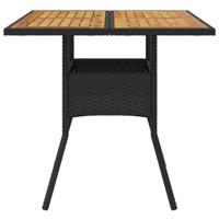 Tuintafel met acaciahouten blad 80x80x75 cm poly rattan zwart - thumbnail