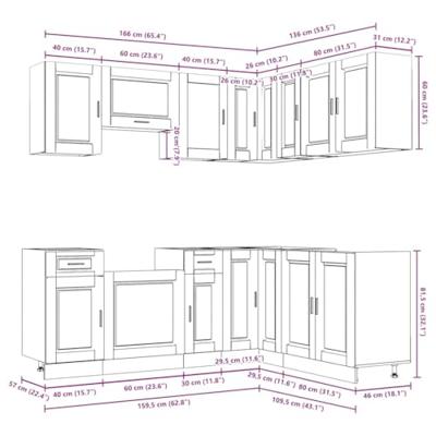 11-delige Keukenkastenset Porto bewerkt hout glanzend wit