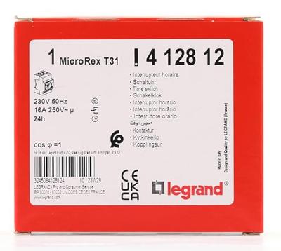 Legrand 412812 DIN-rail schakelklok Analoog 4000 W Legrand 412812 DIN-rail schakelklok Analoog 4000 W