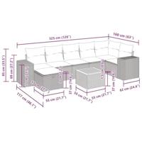 8-delige Loungeset met kussens poly rattan grijs - thumbnail