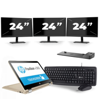 HP Pavilion x360 Convertible 13 - Intel Core i3-6e Generatie - 14 inch - 8GB RAM - 256GB SSD - Windows 11 Home + 3x 24 inch Monitor - thumbnail