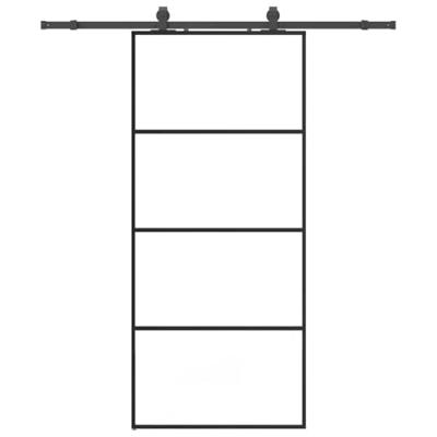 Schuifdeur met beslagset 90x205 cm ESG glas zwart