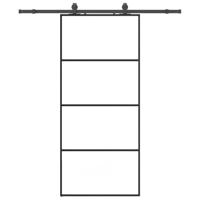 Schuifdeur met beslagset 90x205 cm ESG glas zwart - thumbnail