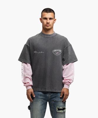 Jorcustom Race Against Nature Double Layered Longsleeve T-Shirt Heren Donkergrijs/Roze - Maat XS - Kleur: DonkergrijsRoze | Soccerfanshop