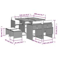 9-delige Tuinset met kussens poly rattan beige - thumbnail