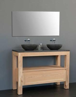 Badkamermeubelset Sanilux Robusta Dynasty 120x47x85 cm Massief Eikenhout en Ronde Waskom