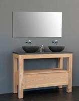 Badkamermeubelset Sanilux Robusta Dynasty 120x47x85 cm Massief Eikenhout en Ronde Waskom - thumbnail