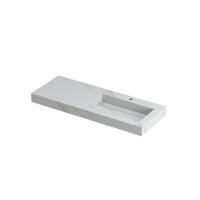 INK Pitch Wastafel Keramische Slab Rechts met Drain en Front en Side Skirts 1 Kraangat - 1200x450x90 mm - Calacatta Mat - thumbnail