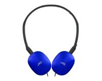 JVC HA-S160M-A - Flats opvouwbare en compacte hoofdtelefoon in glanzende trendy kleur, met schakelaar voor microfoon aan/uit, ideaal voor telewerken en online seminars (blauw) - thumbnail