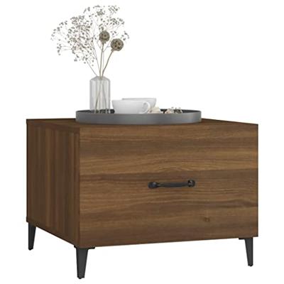 Salontafel met metalen poten 50x50x40 cm bruineikenkleurig