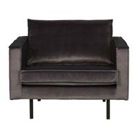 WOOOD Fauteuil 'Rodeo' Velvet, kleur Antraciet - thumbnail