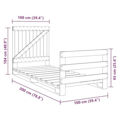 Bedframe met hoofdbord massief grenenhout 100x200 cm