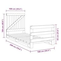 Bedframe met hoofdbord massief grenenhout 100x200 cm - thumbnail
