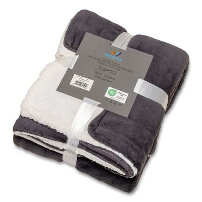 Plaid-deken Espoo zwart Coral fleece met zachte binnenzijde van sherpa 200x240 Plaid-deken Espoo zwart Coral fleece met zachte binnenzijde van sherpa 200x240