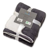 Plaid-deken Espoo zwart Coral fleece met zachte binnenzijde van sherpa 200x240 - thumbnail