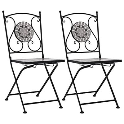 VidaXL Mozaïek klapstoelen, 2 stuks, grijs