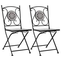 VidaXL Mozaïek klapstoelen, 2 stuks, grijs - thumbnail