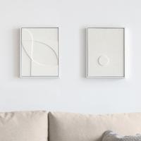 Kave Home Wandpaneel 'Brunella' Wit reliëf, canvas 30 x 40cm, Set van 2 stuks - thumbnail