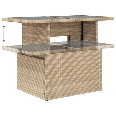 7-delige Loungeset met kussens poly rattan beige