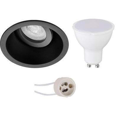 LED Spot Set GU10 - Inbouw Rond Mat Zwart - 4W Warm Wit 3000K Kantelbaar
