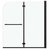 VidaXL Douchewand inklapbaar 2 panelen 120x140 cm esg zwart - thumbnail