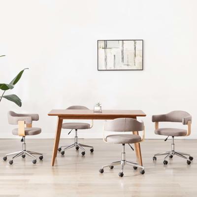 Eetkamerstoelen 4 st draaibaar gebogen hout en stof taupe