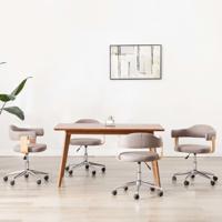 Eetkamerstoelen 4 st draaibaar gebogen hout en stof taupe - thumbnail