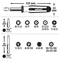Wolfcraft 1386000 1386000 Bitset 31-delig Kruiskop Phillips, Binnen-vierkant (Robertson), Zesrond-TX BO, Inbus BO, Tri-Wing, Torque, Spanner - thumbnail