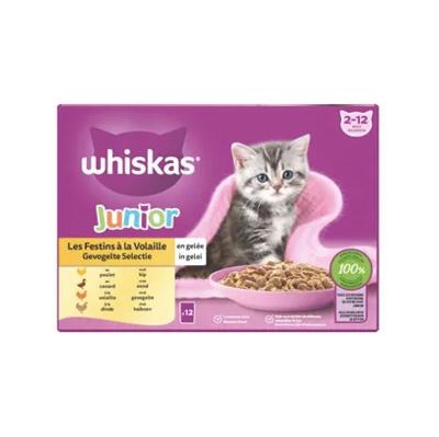 Junior Gevogelte Selectie in gelei maaltijdzakjes multipack 12x85g dierensnack Whiskas - Whiskas