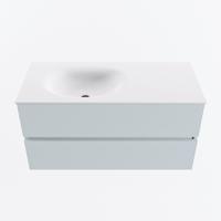 MONDIAZ VICA 100cm badmeubel onderkast Clay 2 lades. Wastafel MOON links zonder kraangat, kleur Talc. - thumbnail