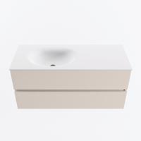 MONDIAZ VICA 110cm badmeubel onderkast Linen 2 lades. Wastafel MOON links zonder kraangat, kleur Talc. - thumbnail