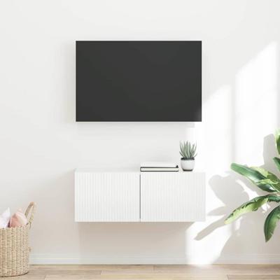 TV Wandkast Wandgemonteerd Wit 60 x 31 x 29.5 cm Bewerkt hout