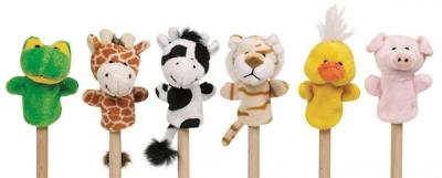 Goki pluche vingerpop dier, 6st.