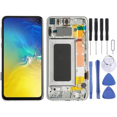 LCD-scherm en digitizer volledige montage met frame voor Galaxy S10e (zilver)