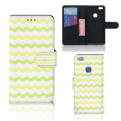 Huawei P10 Lite | Telefoon Hoesje | Waves Yellow | Portemonnee hoesje Huawei P10 Lite | Telefoon Hoesje | Waves Yellow | Portemonnee hoesje