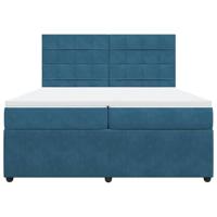 Boxspring met matras fluweel blauw 200x200 cm - thumbnail