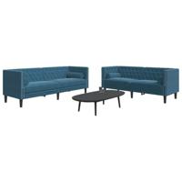 2-delige Loungeset Chesterfield met bolsters fluweel blauw - thumbnail