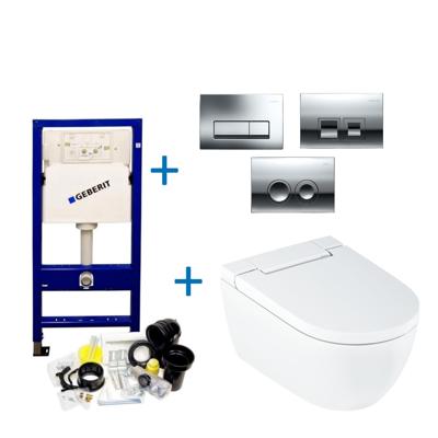Geberit up100 Toiletset Geberit AquaClean Alba | Douche WC | Wit | Delta Drukplaat