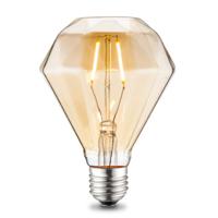 Edison Vintage LED lamp E27 LED filament lichtbron, Diamond D95, 9.5/9.5/13.5cm, Amber, Retro LED lamp 2W 180lm 2700K, warm wit licht, geschikt voor E27 fitting - thumbnail
