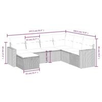 7-delige Loungeset met kussens poly rattan grijs - thumbnail